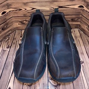 Skechers Classic Fit Air-Cooled Memory Foam Brown Leather Loafers Sz 10